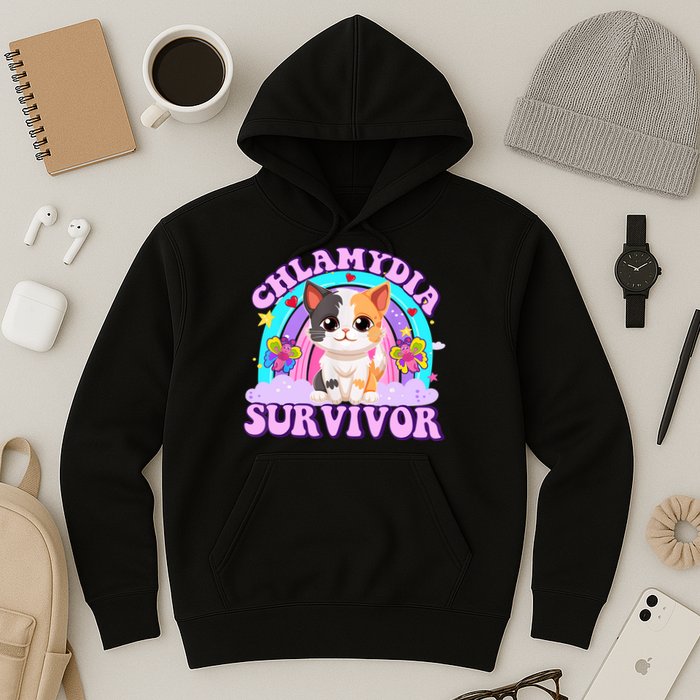 Chlamydia Survivor Funny Cat Sarcastic Inappropriate Hoodie