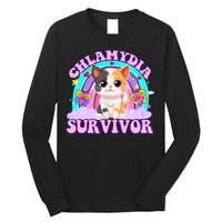 Chlamydia Survivor Funny Cat Sarcastic Inappropriate Long Sleeve Shirt