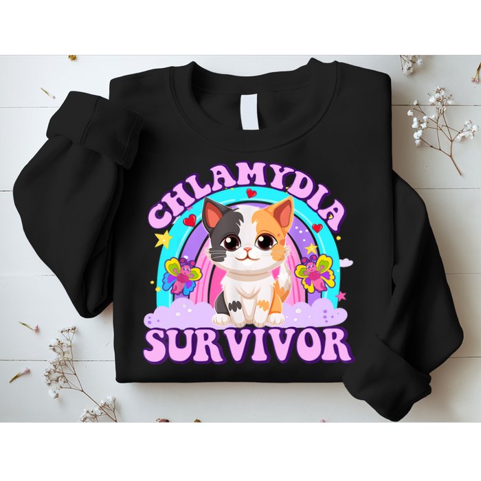 Chlamydia Survivor Funny Cat Sarcastic Inappropriate Sweatshirt