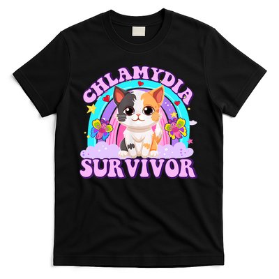 Chlamydia Survivor Funny Cat Sarcastic Inappropriate T-Shirt