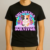 Chlamydia Survivor Funny Cat Sarcastic Inappropriate T-Shirt