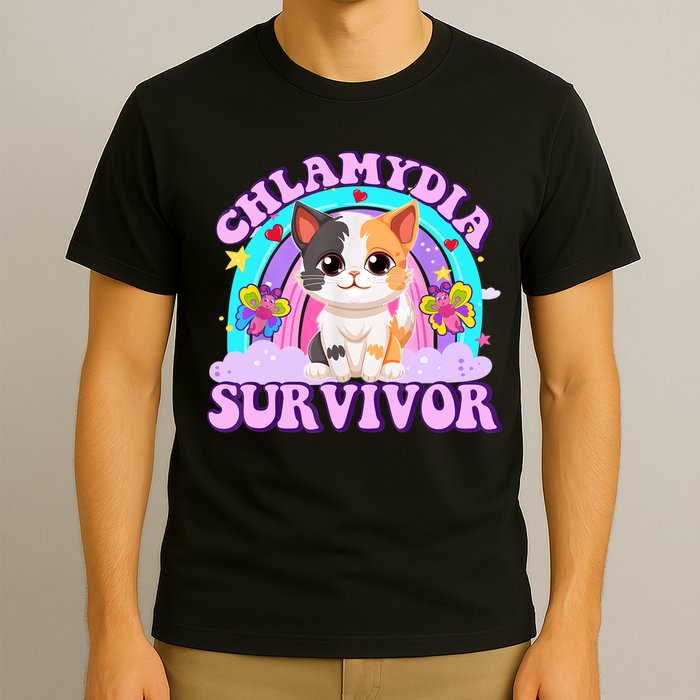 Chlamydia Survivor Funny Cat Sarcastic Inappropriate T-Shirt