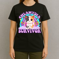 Chlamydia Survivor Funny Cat Sarcastic Inappropriate T-Shirt