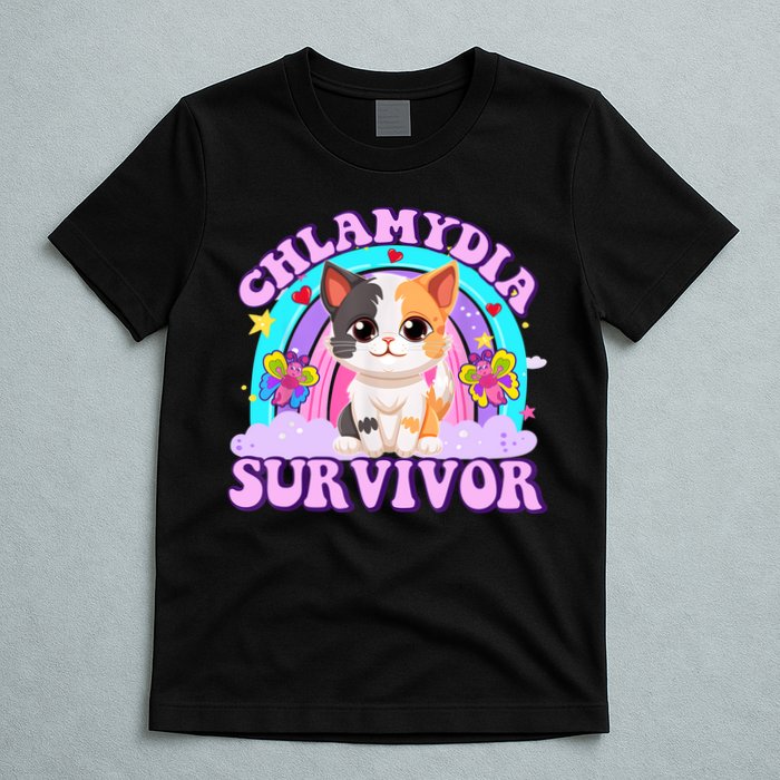 Chlamydia Survivor Funny Cat Sarcastic Inappropriate T-Shirt