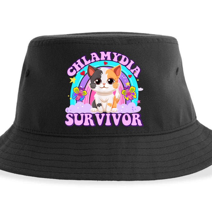 Chlamydia Survivor Funny Cat Sarcastic Inappropriate Sustainable Bucket Hat