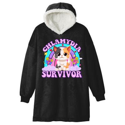 Chlamydia Survivor Funny Cat Sarcastic Inappropriate Hooded Wearable Blanket