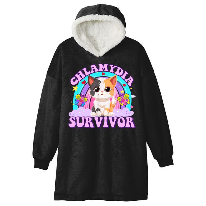 Chlamydia Survivor Funny Cat Sarcastic Inappropriate Hooded Wearable Blanket