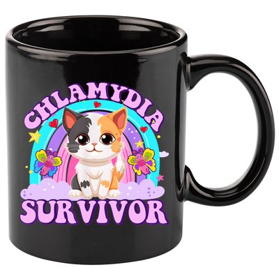Chlamydia Survivor Funny Cat Sarcastic Inappropriate 11oz C Handle Ceramic Mug