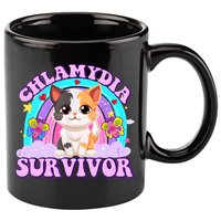 Chlamydia Survivor Funny Cat Sarcastic Inappropriate 11oz C Handle Ceramic Mug