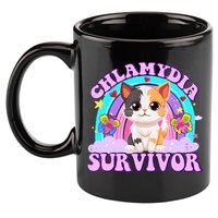 Chlamydia Survivor Funny Cat Sarcastic Inappropriate 11oz C Handle Ceramic Mug
