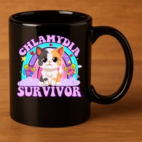 Chlamydia Survivor Funny Cat Sarcastic Inappropriate 11oz C Handle Ceramic Mug