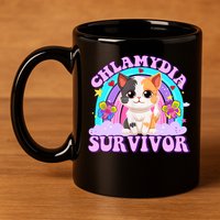 Chlamydia Survivor Funny Cat Sarcastic Inappropriate 11oz C Handle Ceramic Mug