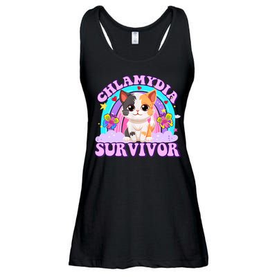 Chlamydia Survivor Funny Cat Sarcastic Inappropriate Ladies Essential Flowy Tank