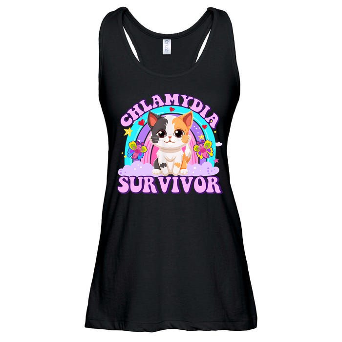 Chlamydia Survivor Funny Cat Sarcastic Inappropriate Ladies Essential Flowy Tank