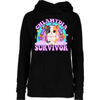 Chlamydia Survivor Funny Cat Sarcastic Inappropriate Womens Funnel Neck Pullover Hood