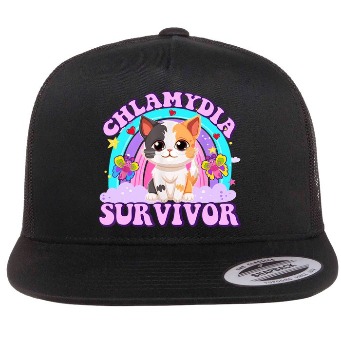 Chlamydia Survivor Funny Cat Sarcastic Inappropriate Flatbill Hat