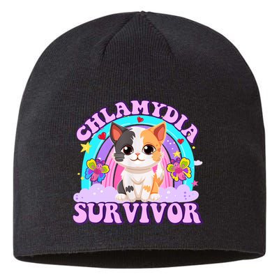 Chlamydia Survivor Funny Cat Sarcastic Inappropriate Sustainable Beanie