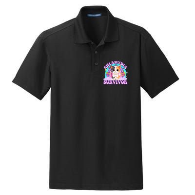 Chlamydia Survivor Funny Cat Sarcastic Inappropriate Dry Zone Grid Polo