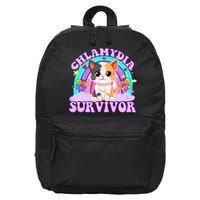 Chlamydia Survivor Funny Cat Sarcastic Inappropriate 16 in Basic Backpack