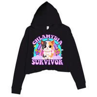 Chlamydia Survivor Funny Cat Sarcastic Inappropriate Crop Fleece Hoodie