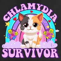 Chlamydia Survivor Funny Cat Sarcastic Inappropriate Crop Fleece Hoodie