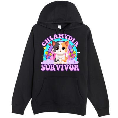 Chlamydia Survivor Funny Cat Sarcastic Inappropriate Premium Pullover Hoodie
