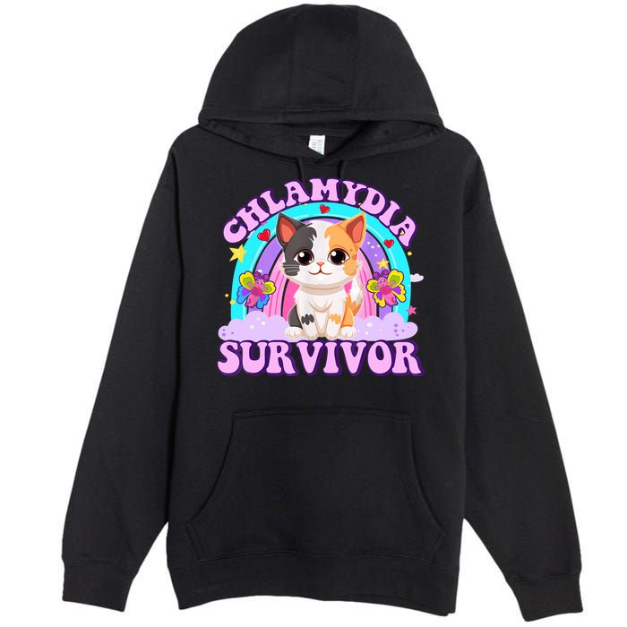 Chlamydia Survivor Funny Cat Sarcastic Inappropriate Premium Pullover Hoodie