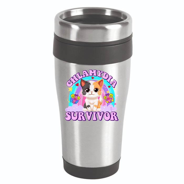 Chlamydia Survivor Funny Cat Sarcastic Inappropriate 16oz Travel Tumbler