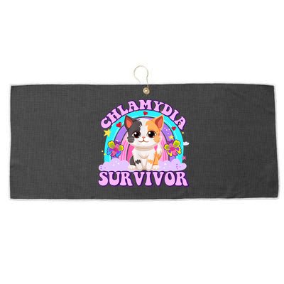 Chlamydia Survivor Funny Cat Sarcastic Inappropriate Large Microfiber Waffle Golf Towel