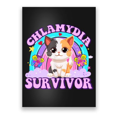 Chlamydia Survivor Funny Cat Sarcastic Inappropriate Poster