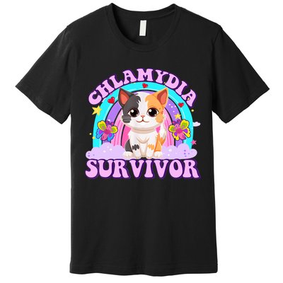 Chlamydia Survivor Funny Cat Sarcastic Inappropriate Premium T-Shirt