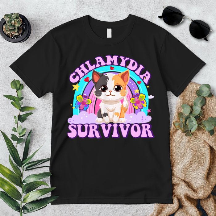 Chlamydia Survivor Funny Cat Sarcastic Inappropriate Premium T-Shirt