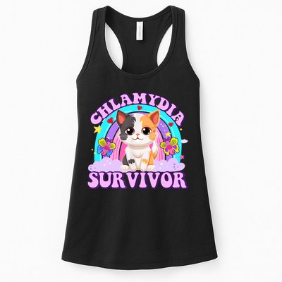 Chlamydia Survivor Funny Cat Sarcastic Inappropriate Womens Tank Top