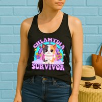 Chlamydia Survivor Funny Cat Sarcastic Inappropriate Womens Tank Top
