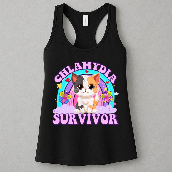 Chlamydia Survivor Funny Cat Sarcastic Inappropriate Womens Tank Top