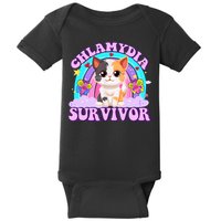 Chlamydia Survivor Funny Cat Sarcastic Inappropriate Baby Bodysuit