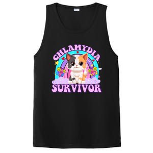 Chlamydia Survivor Funny Cat Sarcastic Inappropriate PosiCharge Competitor Tank