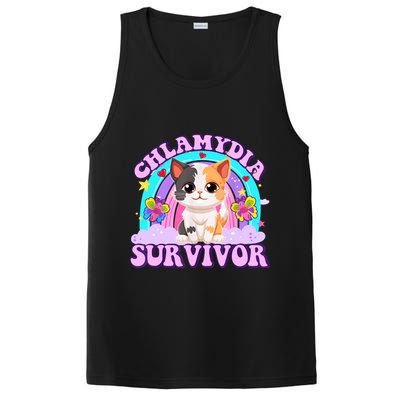 Chlamydia Survivor Funny Cat Sarcastic Inappropriate PosiCharge Competitor Tank