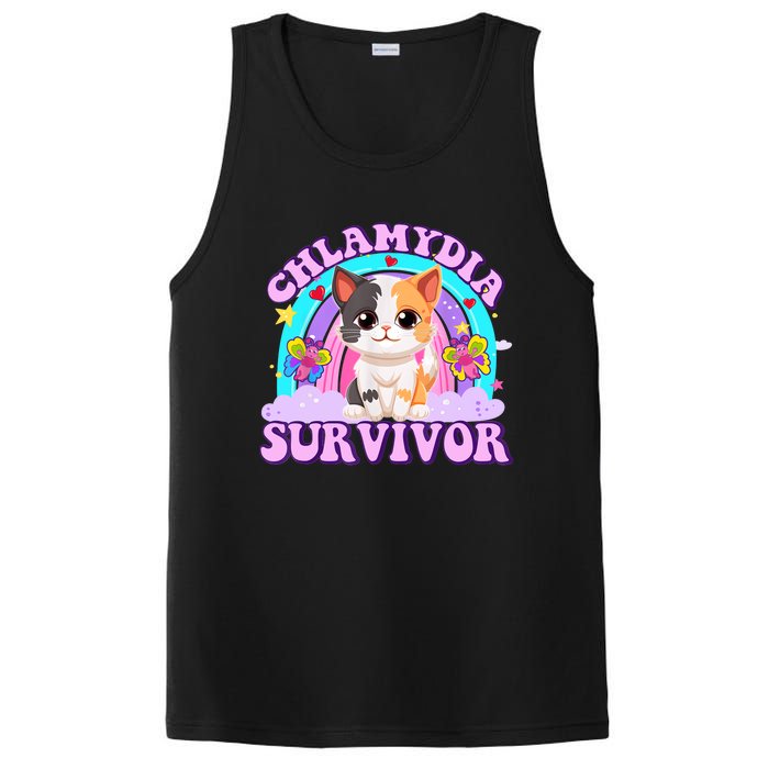 Chlamydia Survivor Funny Cat Sarcastic Inappropriate PosiCharge Competitor Tank