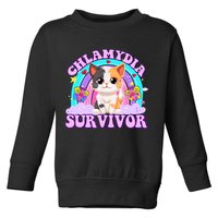 Chlamydia Survivor Funny Cat Sarcastic Inappropriate Toddler Sweatshirt