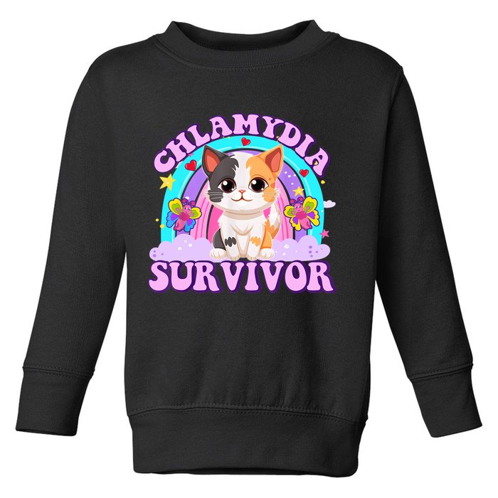 Chlamydia Survivor Funny Cat Sarcastic Inappropriate Toddler Sweatshirt