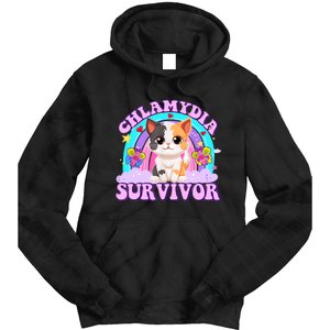 Chlamydia Survivor Funny Cat Sarcastic Inappropriate Tie Dye Hoodie