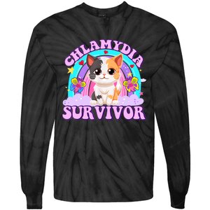 Chlamydia Survivor Funny Cat Sarcastic Inappropriate Tie-Dye Long Sleeve Shirt