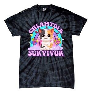 Chlamydia Survivor Funny Cat Sarcastic Inappropriate Tie-Dye T-Shirt