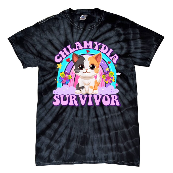 Chlamydia Survivor Funny Cat Sarcastic Inappropriate Tie-Dye T-Shirt