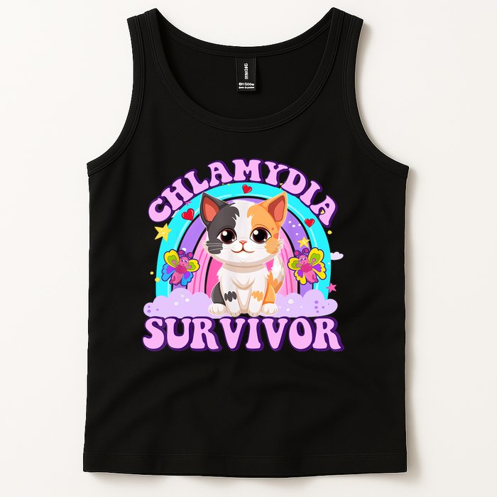 Chlamydia Survivor Funny Cat Sarcastic Inappropriate Tank Top