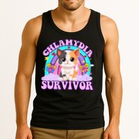 Chlamydia Survivor Funny Cat Sarcastic Inappropriate Tank Top