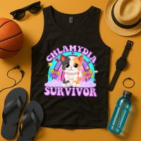 Chlamydia Survivor Funny Cat Sarcastic Inappropriate Tank Top