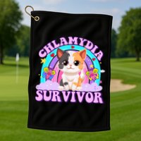 Chlamydia Survivor Funny Cat Sarcastic Inappropriate Golf Towel