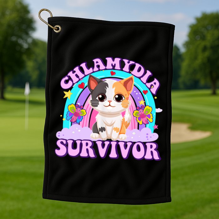 Chlamydia Survivor Funny Cat Sarcastic Inappropriate Golf Towel